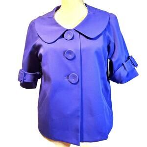 Boutique Essentials Classic Top NEW Size S Blue Iris Lined Vintage 60s 90s Look